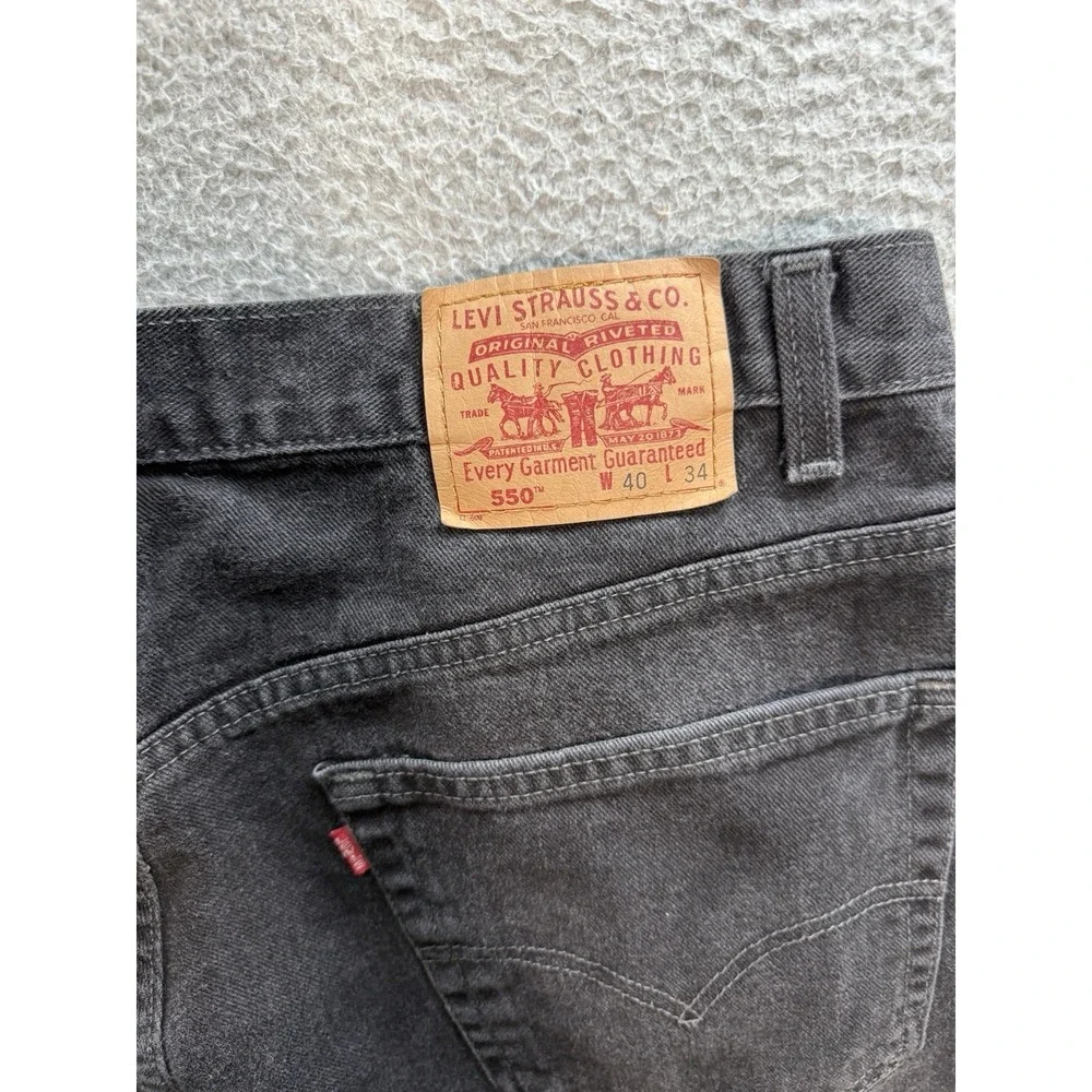 Vintage Levis 550 Jeans Mens 40x34 Black Relaxed Workwear Grunge‎ Skater 90s Y2K